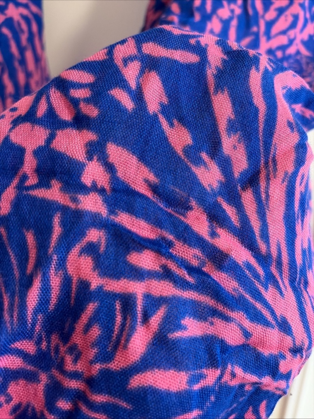 Lilly Pulitzer Pink Blue Infinity Scarf with Abstract Floral Print Zebra Animal - Picture 4 of 7
